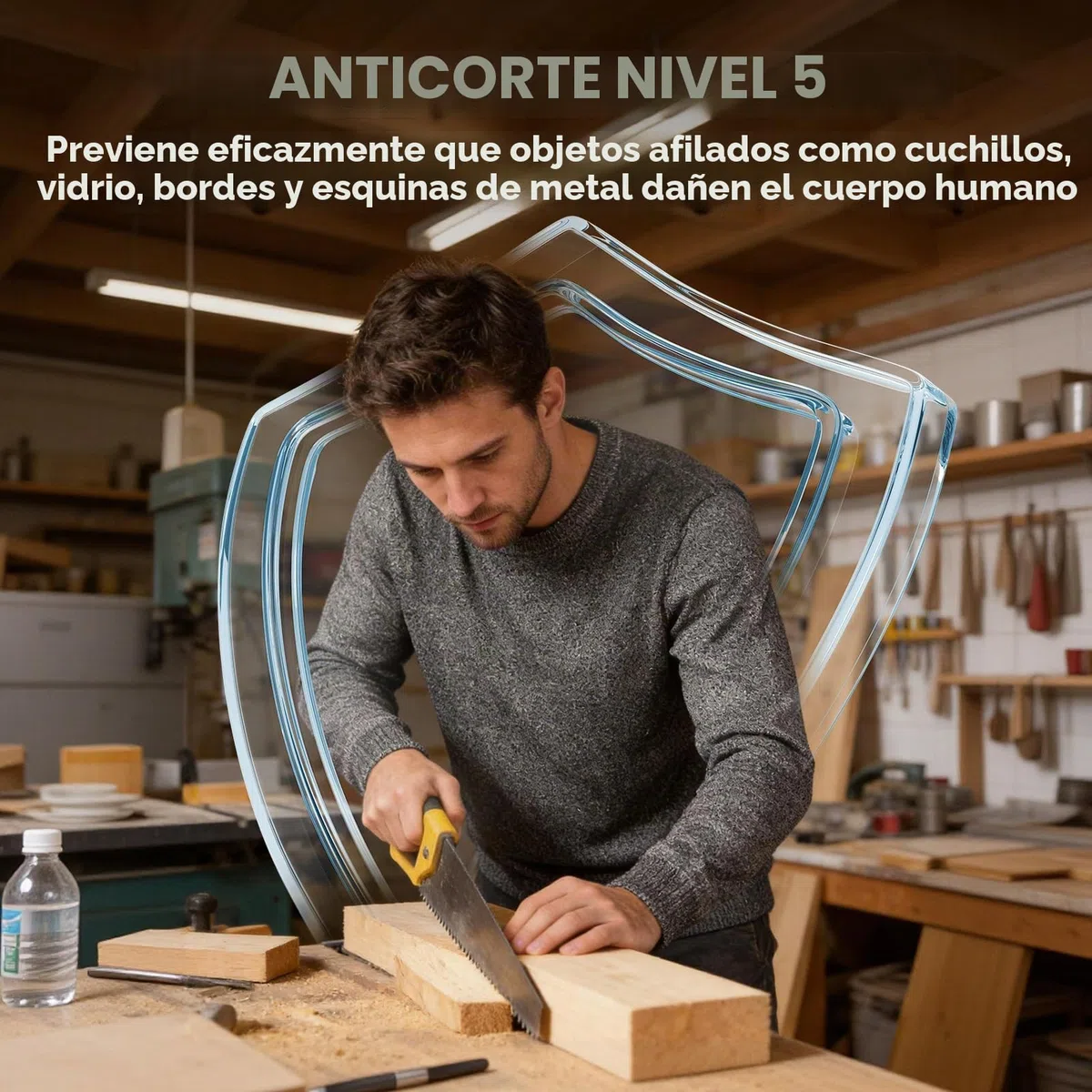 Camisa Resistente A Cortes Ropa Anti Cortes Jersey Protector De Nivel 5 Camisa De Seguridad Laboral De Manga Larga con Cuello Redondo para Fabricación Industrial(XL)
