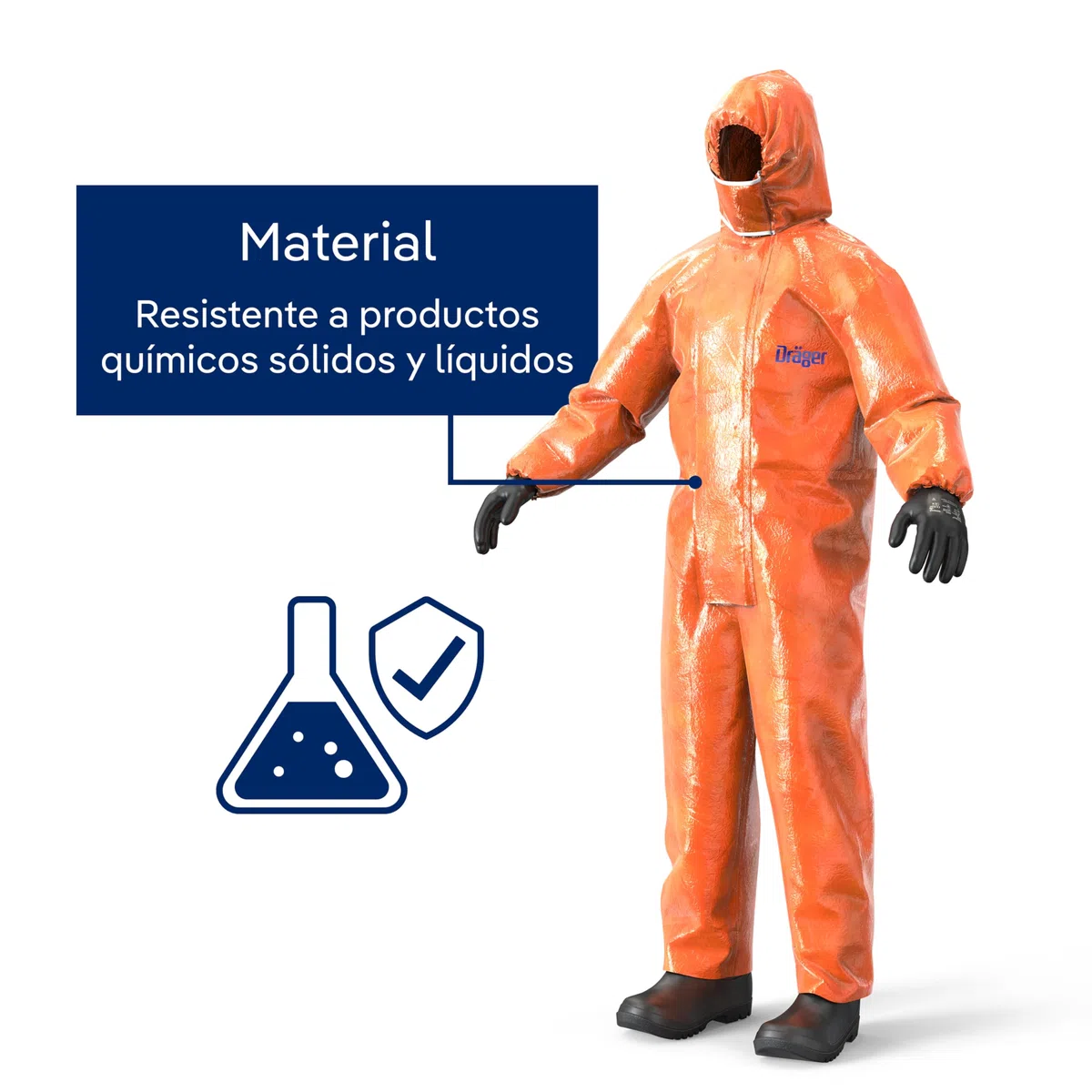 Dräger SPC 4400 CLF mono de protección profesional - Talla XL | Uso con mascarillas y respiradores para industria farmacéutica, petrolera y química