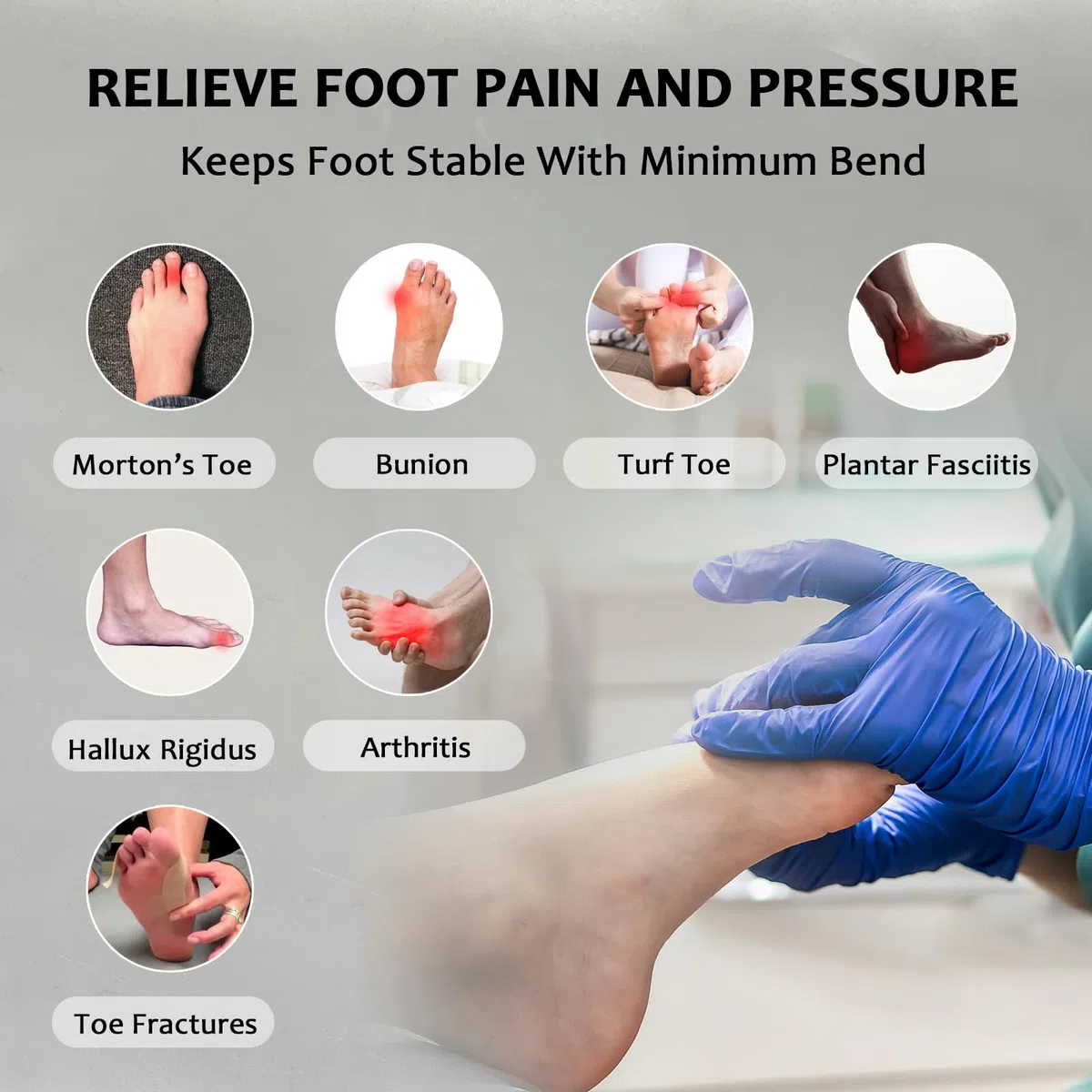 Morton's Extension Orthotic, plantilla de fibra de carbono, 1 pieza, placa de inserción rígida para zapatos de recuperación para hombres y mujeres, dedo del pie de Morton, dedo del pie de