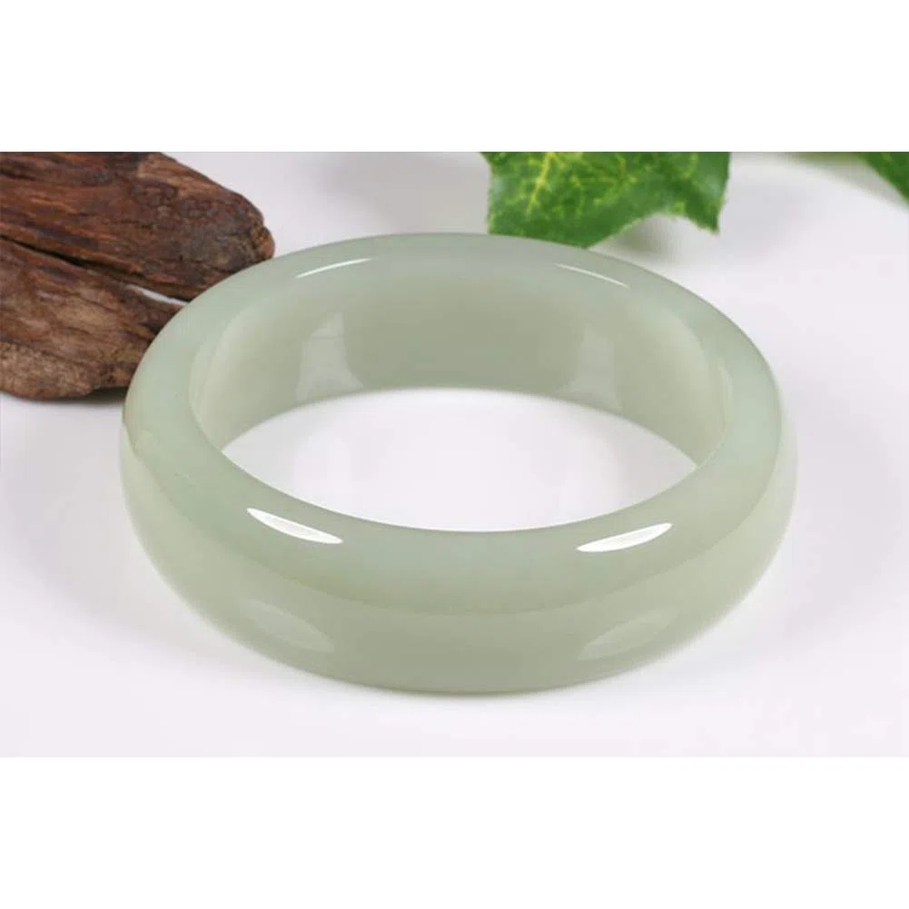 Bangle de Jade Blanco Natural Accesorios de Joyería de Pulsera de Jade Pulida Hecha a Mano Mujer, Brazalete de Jade de Grado Real A,54mm