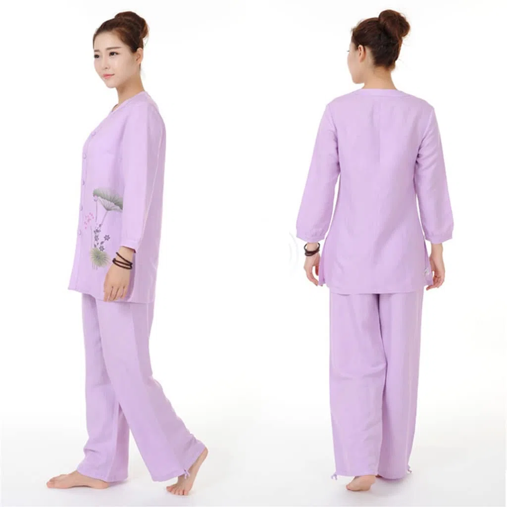 Suave primavera otoño verano China Tai Chi uniforme para mujeres Kung Fu Qigong trajes ropa Tops + Pantalones mujer lino ropa de meditación