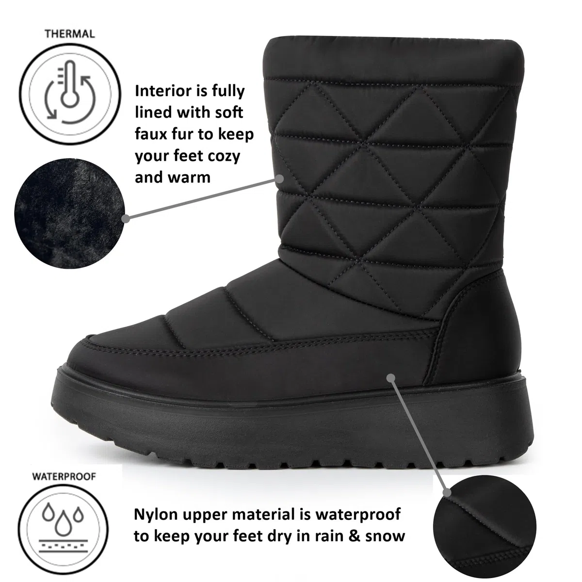 Alpine Swiss Zoey - Botas de invierno para mujer, impermeables, con forro de piel sintética