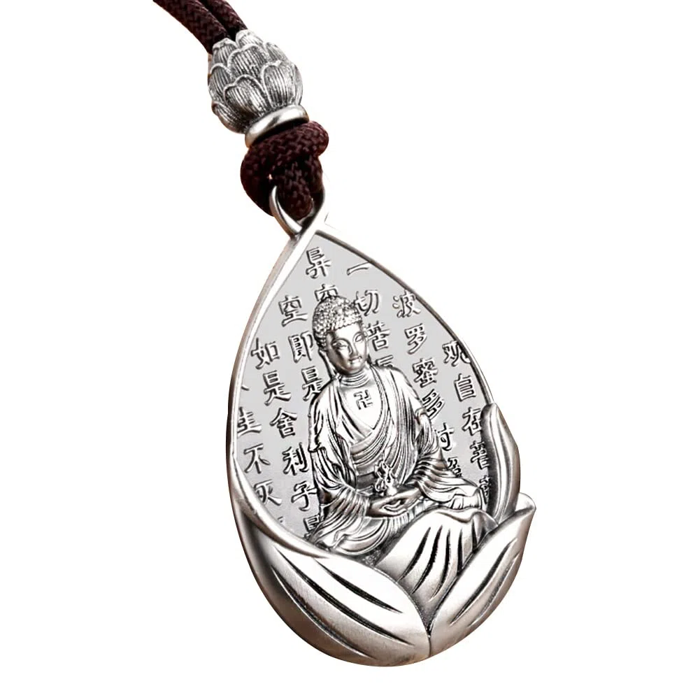 Collar Buda Plata De Ley 999 Colgante Amuleto Bodhisattva Joyería De Moda Salud Pacífica para Vacaciones Regalos para El Hogar Prevenir La Alergia, B