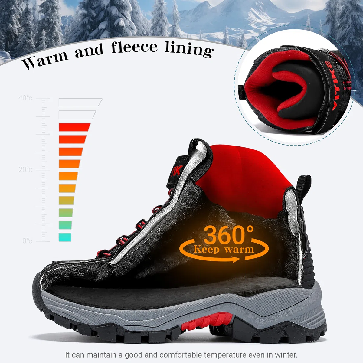 ASHION Botas de senderismo para Niños Botas de Montaña Botas de nieve Zapatos de Senderismo,H Negro Rojo 35 EU