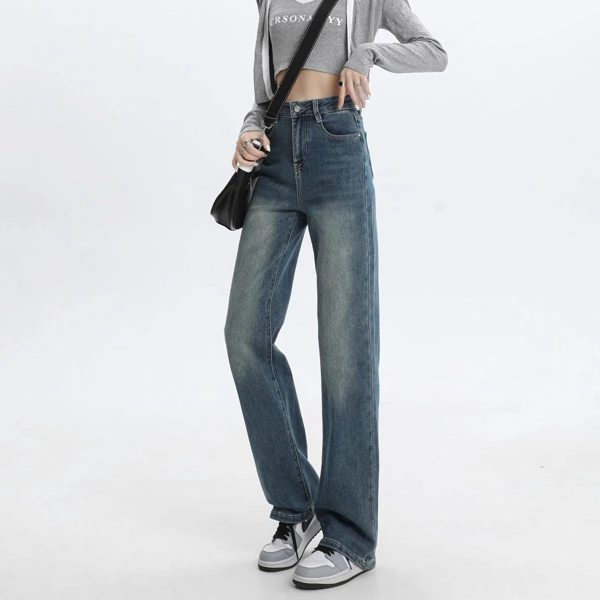 Jeans para Mujer Tiro Alto Rectos Pierna Ancha Vaqueros Pantalones