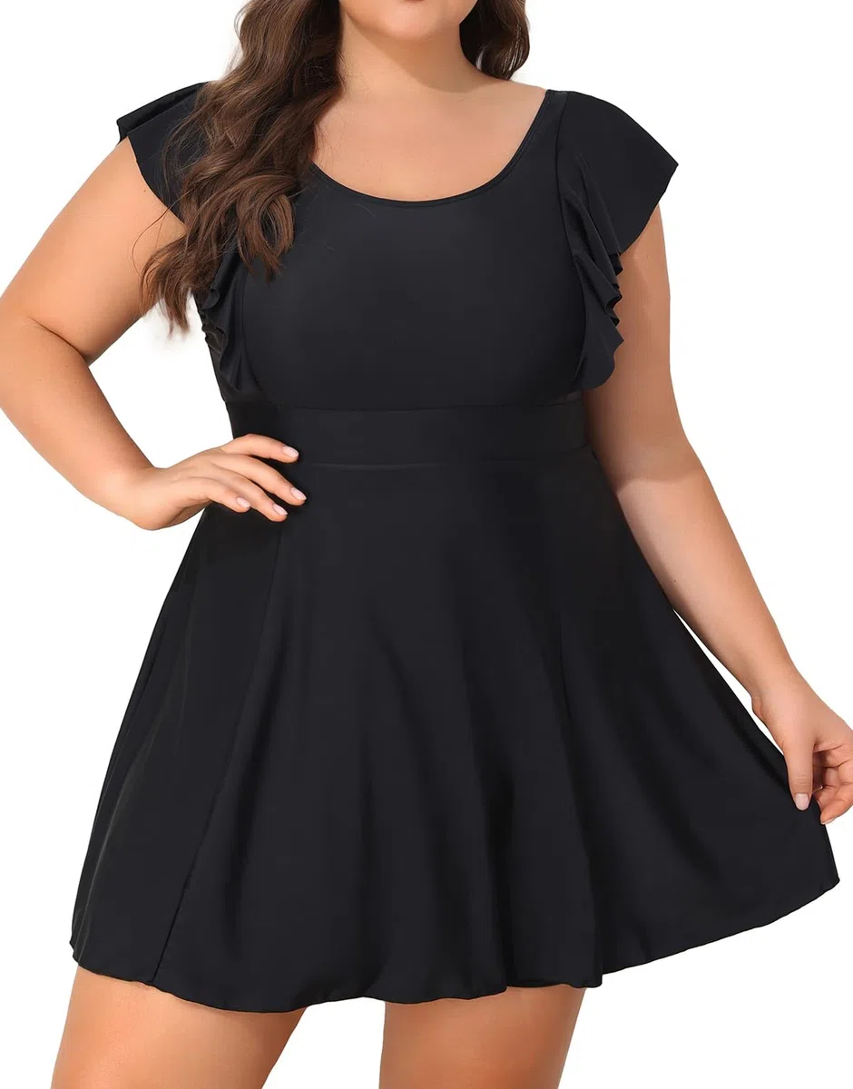 Smismivo Traje de baño de una pieza para mujer, talla grande, pantalones cortos integrados, control de abdomen