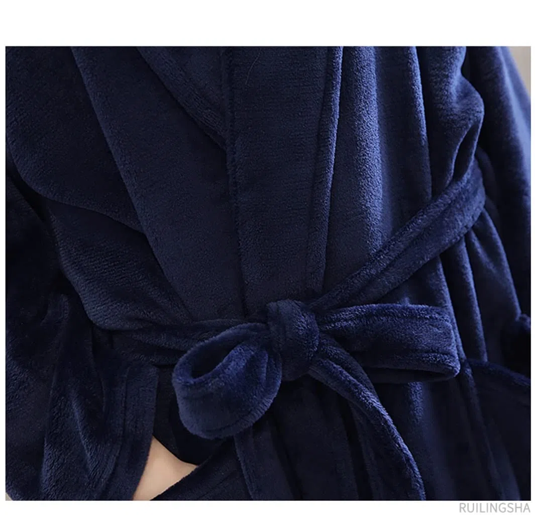 Albornoz Pijamas de Talla Grande for Mujeres Amantes Kimono de Franela de Invierno Largo y cálido for Hombres(XXL)