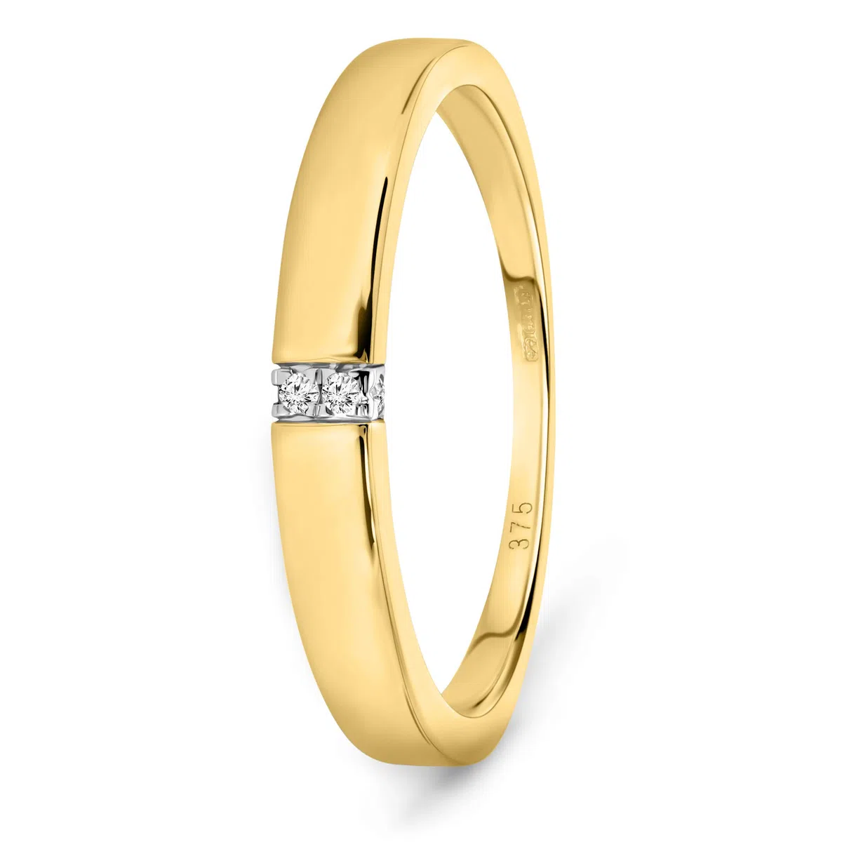 MIORE Anillo Mujer en Oro Amarillo 9K 375 con Diamantes Naturales Anillo de Compromiso Sofisticado y Atemporal Joyería Fina presentada en Estuche de Regalo Detalle Ideal para Mujer
