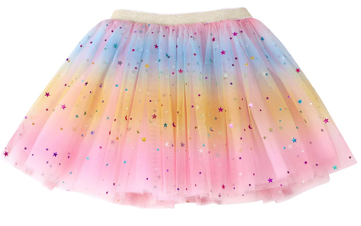 Simplicity Falda de tutú arcoíris de 4 capas de tul para niña