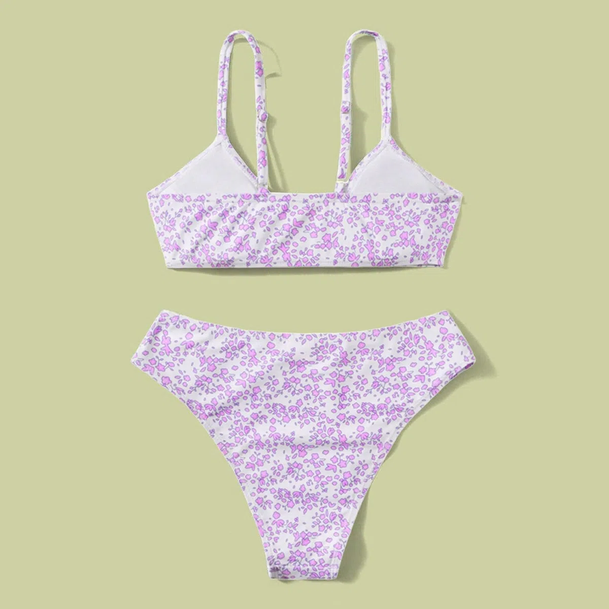 Traje de baño de verano para niñas, juego de 2 piezas, estampado floral, traje de baño de bikini con tiras para adolescentes, verano, playa, vacaciones, fiesta de piscina, entrenamiento de natación