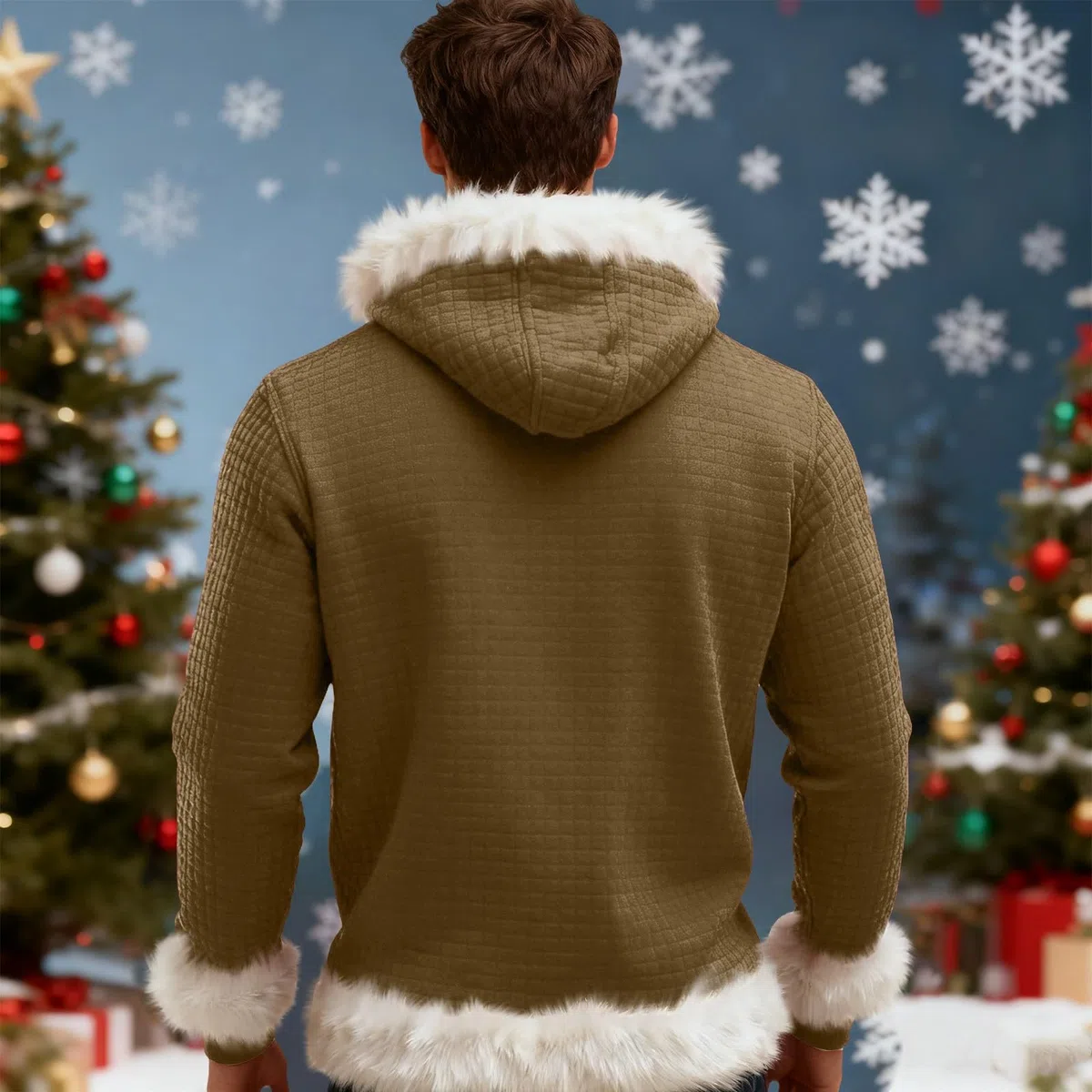 Chaqueta Verano Hombre Sudadera con Capucha De Forro, Estilo Oversize, Tallas Grandes, Manga Larga, Casual, Ideal para Invierno. L (Khaki, M) Ropa Playa Muscle Fit Oversized Gym Caza