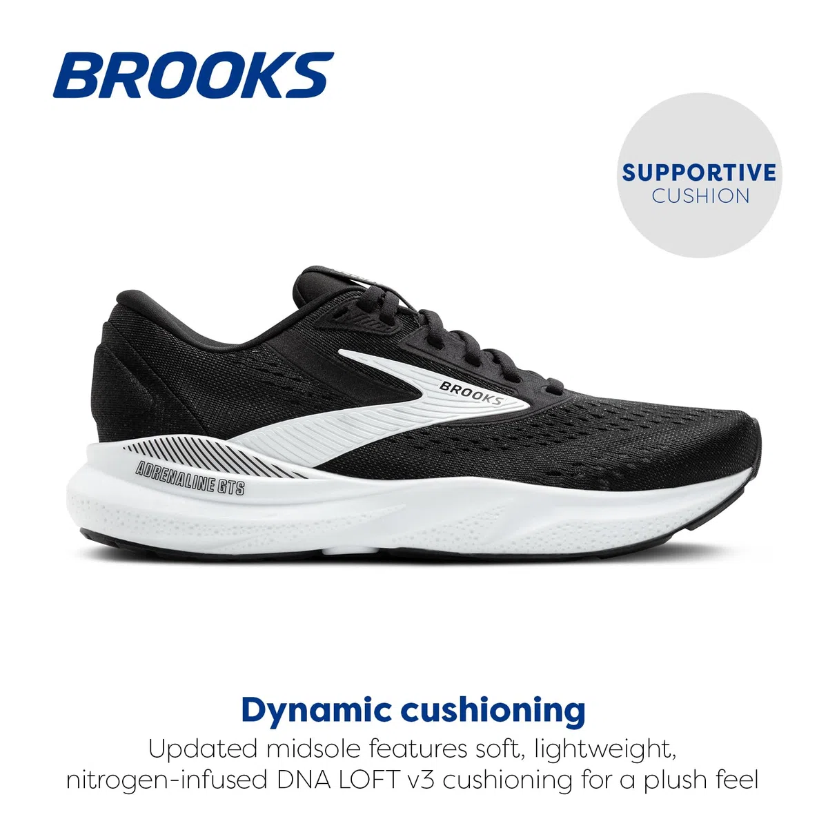 Brooks Adrenaline GTS 24 Zapatillas de running para mujer, con sujeción, Negro/Blanco, 9.5 Wide