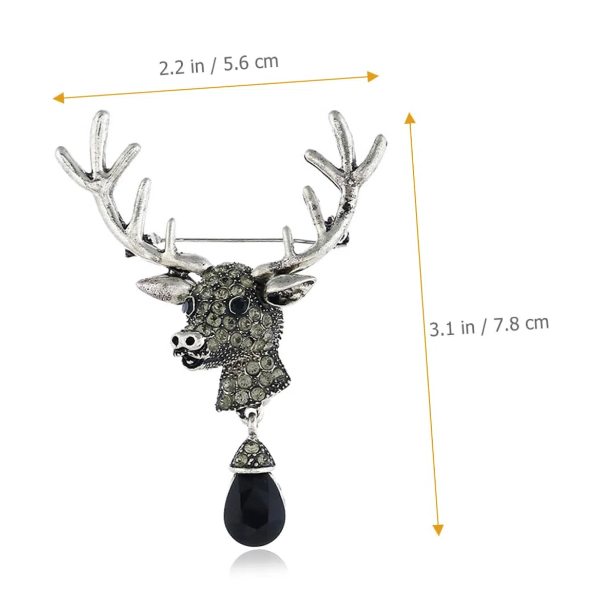 Broche con Cabeza de Ciervo pequeño Decorativo con Diamantes de imitación para Fiestas navideñas y Trajes. Adorno para Ropa.