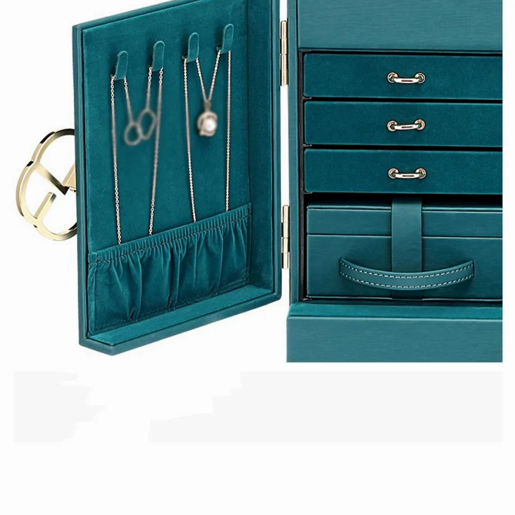 Joyero Caja de joyería Reloj Collar Anillo Pendientes Caja de almacenamiento de joyería multicapa Organizador De Joyas(E)