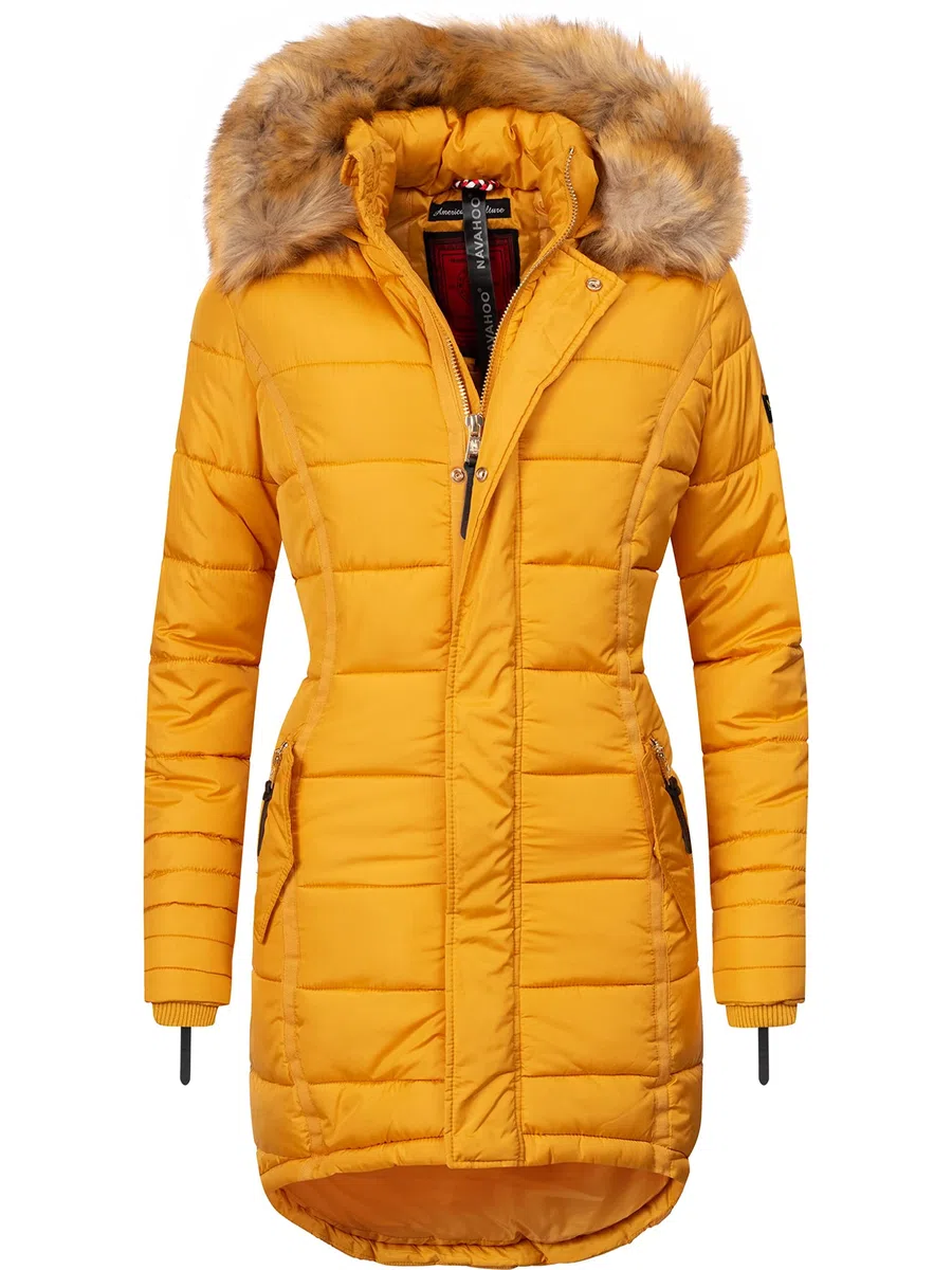 Navahoo Papaya Abrigo Guateado extralargo de Invierno para Mujer con Capucha de Pelo sintético 12 Colores XS-XXL