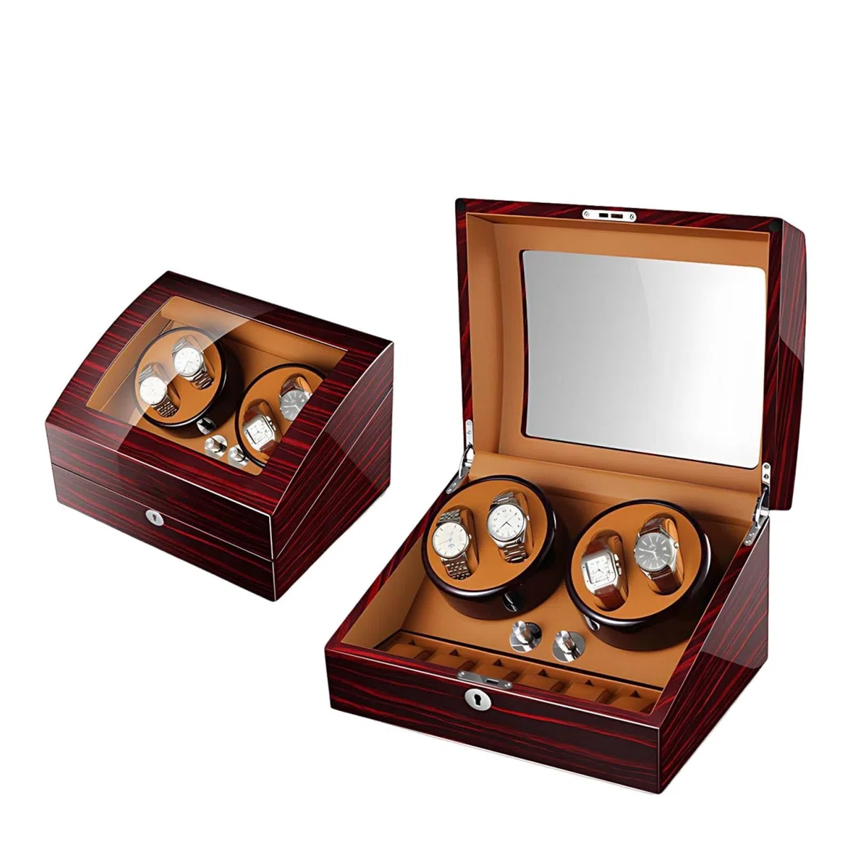 Caja Giratoria para 4 Relojes Automáticos con 6 Compartimentos