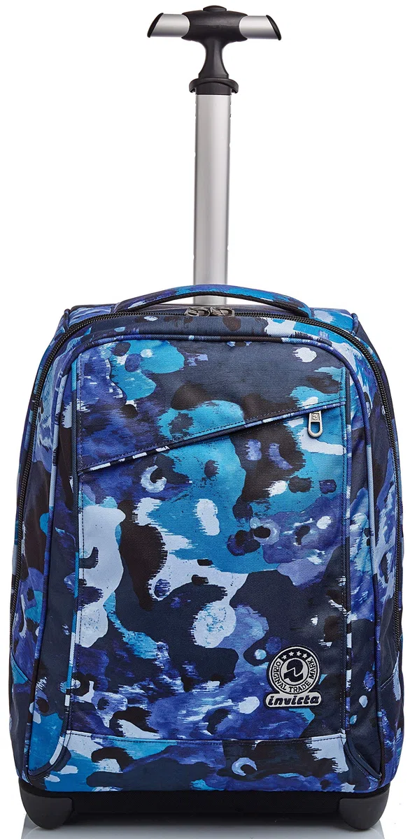 Invicta Mochila con Ruedas CAMO SHADE, Azul Camuflaje - Mochila 2 en 1, Mochila Escolar con Carro, Crossover System - Bolso Escolar Niños, Niñas y Adolescentes, Unisex - Maxi Capacidad
