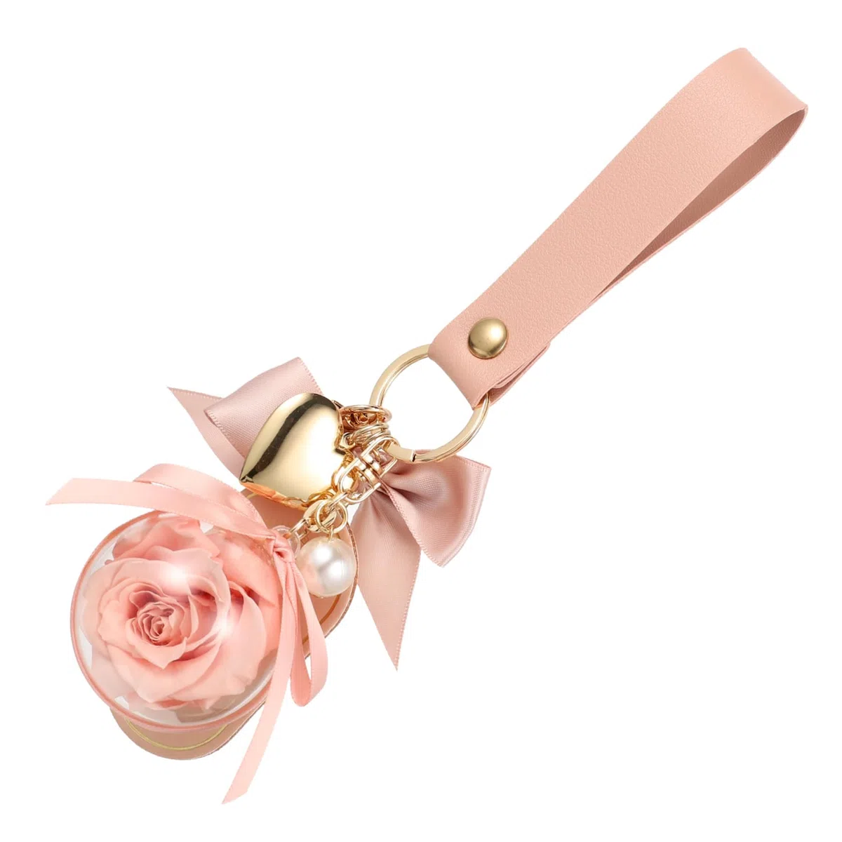 Holibanna Llavero Flor Preservada Cuentas De Números Flor Mochila Llavero Perlas De Margarita Correa De Perla Para Dije De Teléfono Telar Llaves Cadenas Felpa Paño Rosa
