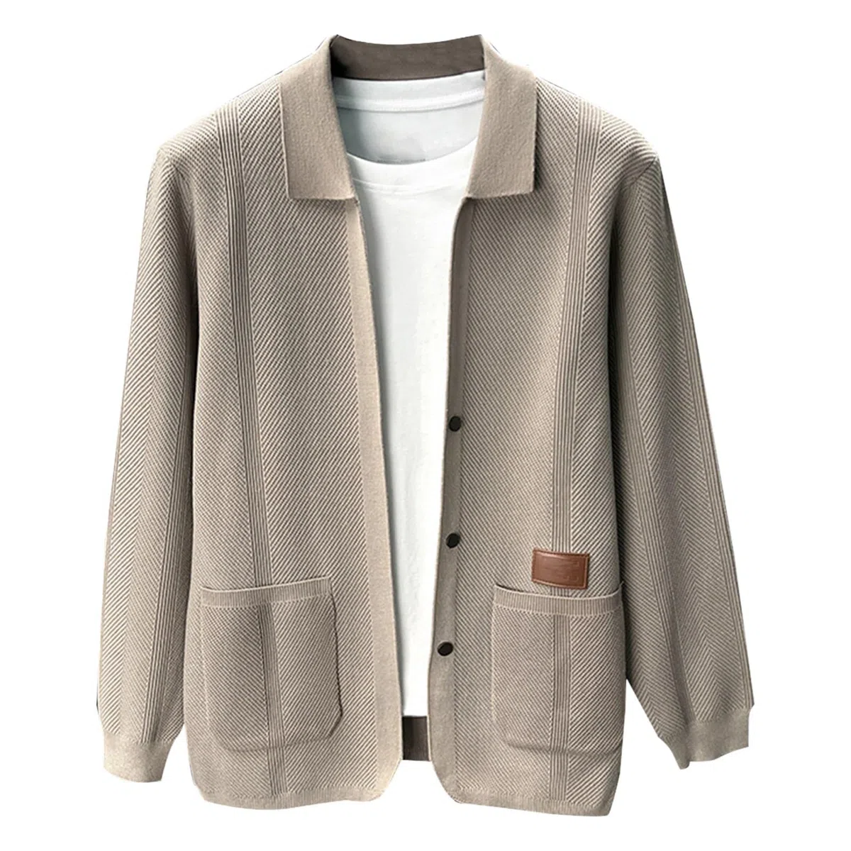 Cárdigan Lana Hombre, Chaqueta Hombre Punto Fino Básico Suéter De Punto De Manga Larga Invierno Cálido Slim Fit Jerséis Cárdigan con Cuello Chal Chaqueta De Entretiempo De Punto