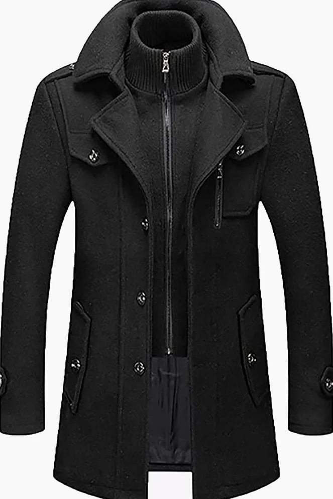 Abrigo Casual De Negocios De Un Solo Pecho For Hombre Abrigo De Lana Ajustado Abrigo De Invierno Grueso De Longitud Media