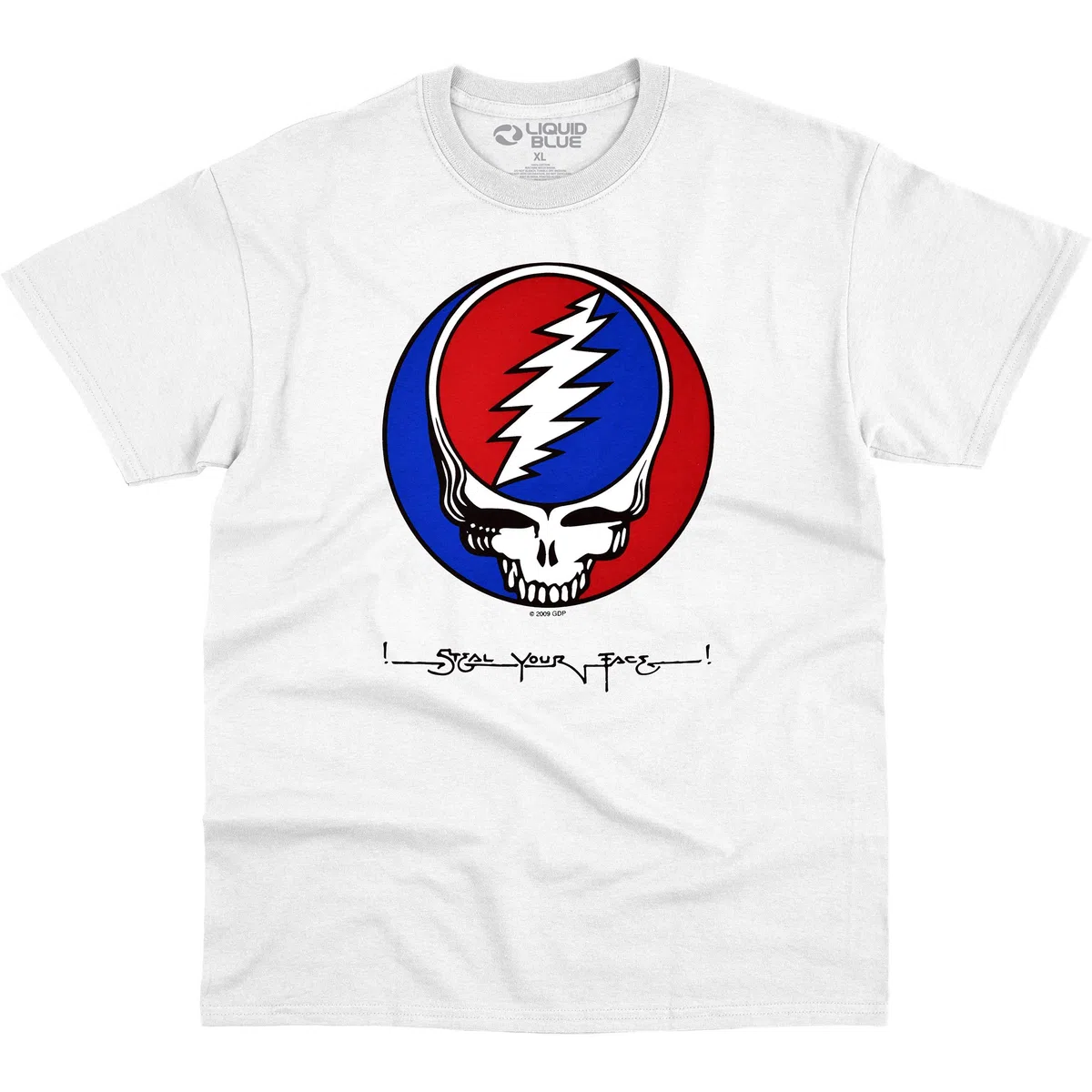 Liquid Blue Grateful Dead SYF Steal Your Face White T-Shirt Camiseta Unisex Adulto (Pack de 1)