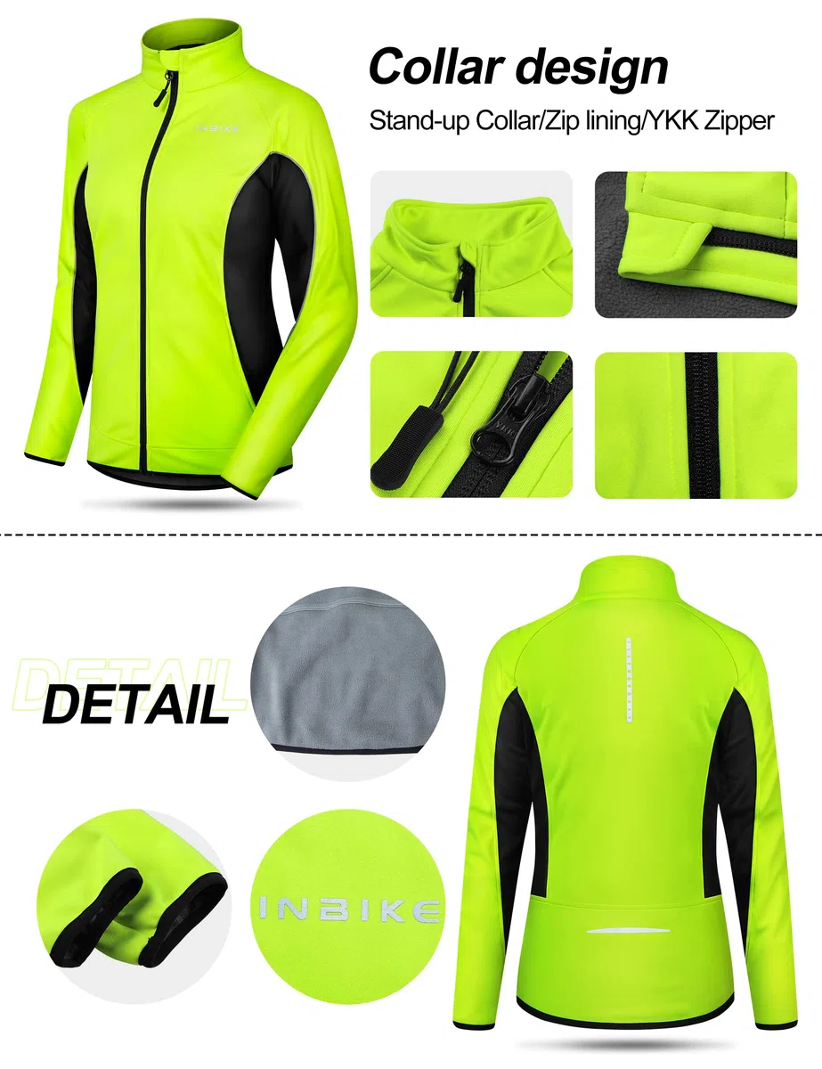 INBIKE Chaqueta Mujer Invierno para Correr y Ciclismo Softshell Impermeable Térmico Polar MTB (WJ802)