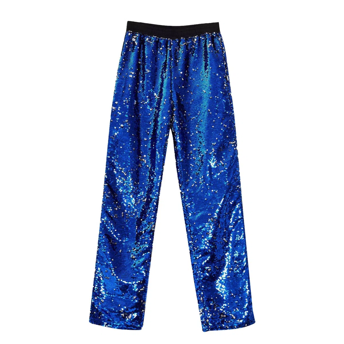 Pantalones de chándal para hombre, para carnaval, especiales, brillantes, informales, con pierna ancha, para festival, moda, comercio exterior, holgados, cómodos, azul, M