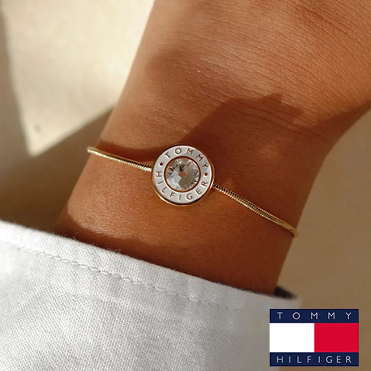 Tommy Hilfiger Jewelry Pulsera para Mujer en Oro Amarillo con un Cristal - 2780806
