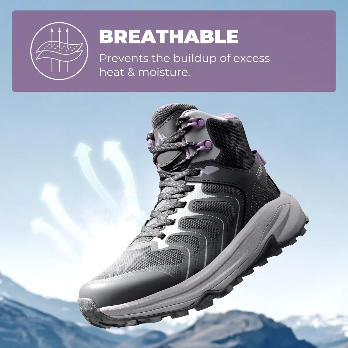 NORTIV 8 Botas de senderismo para mujer, impermeables, con soporte de arco, tenis para caminar al aire libre, cómodas, ligeras, botas Echo Mid