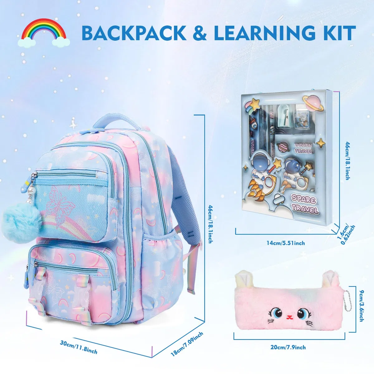 Mochila estética Kawaii Rainbow