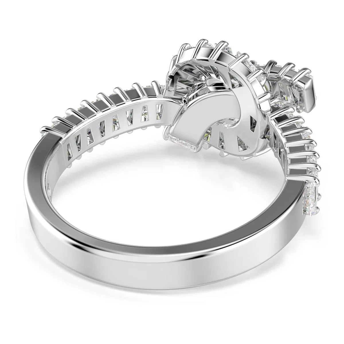 Swarovski Matrix Colección anillo, talla baguette, nudo, blanco, chapado en rodio