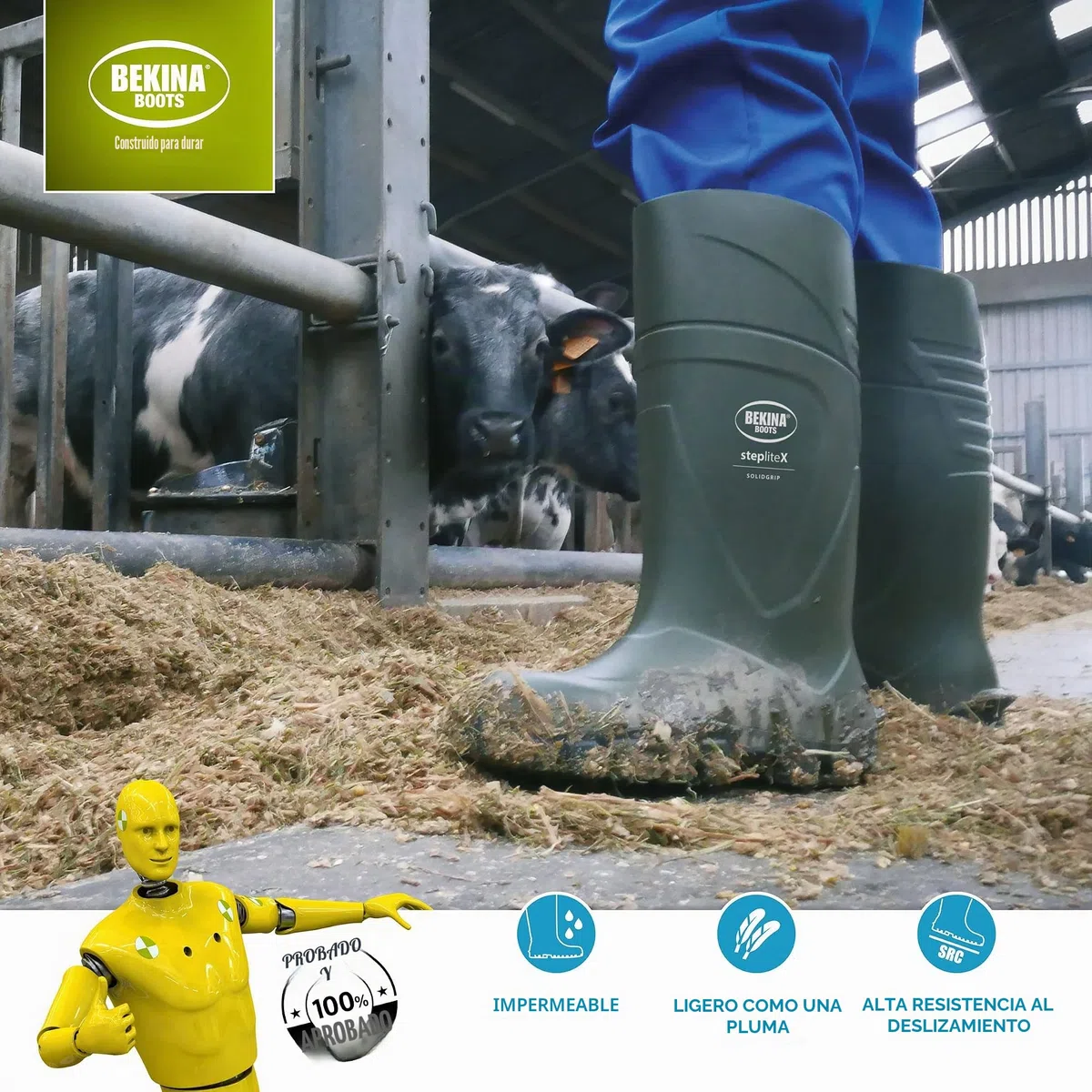 Botas de Seguridad y de Trabajo para Hombres y Mujeres Incl. Puntera y Suela de Acero de Alta Seguridad, para Uso agrícola, garantizan una excelente adherencia, Verde, EU 41