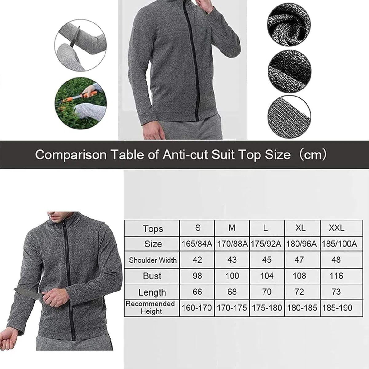 Ropa Antipuñaladas De 5 Niveles: Camiseta De Manga Larga Antimordidas, Chaqueta Táctica, Ropa De Seguridad Anticortes Para Policías Y Personal De Seguridad.,Grey-XL