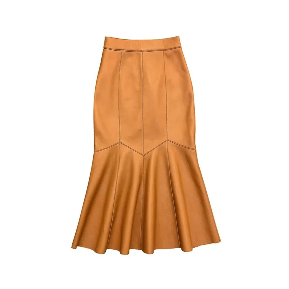 Falda Ajustada con Cola De Pez Falda de Cuero for Mujer, diseño de Cola de pez, Midi, Cintura Alta, señoras, otoño e Invierno
