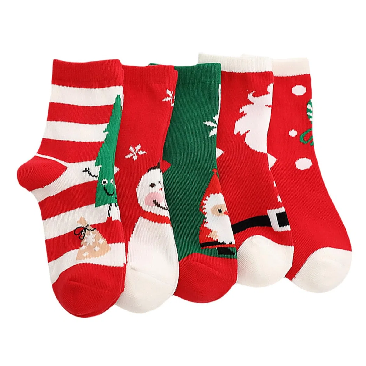 5pares Medias de Navidad de Dibujos Animados Calcetines Cálidos de Algodón para Calcetines de Otoño Invierno para Fiestas de Navidad