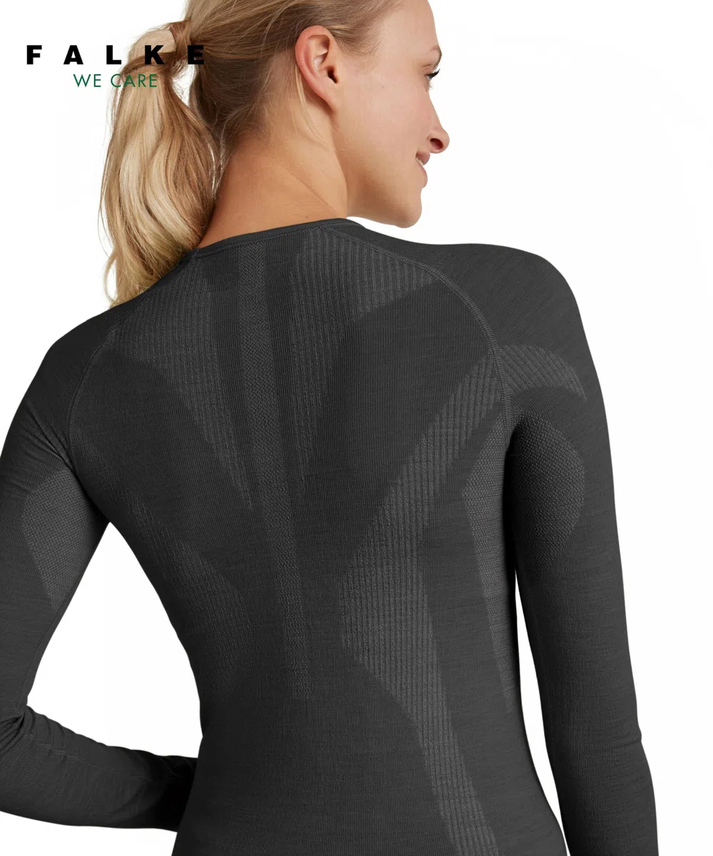 FALKE Mujer Camiseta de Manga Larga Wool-Tech Black (3000), M