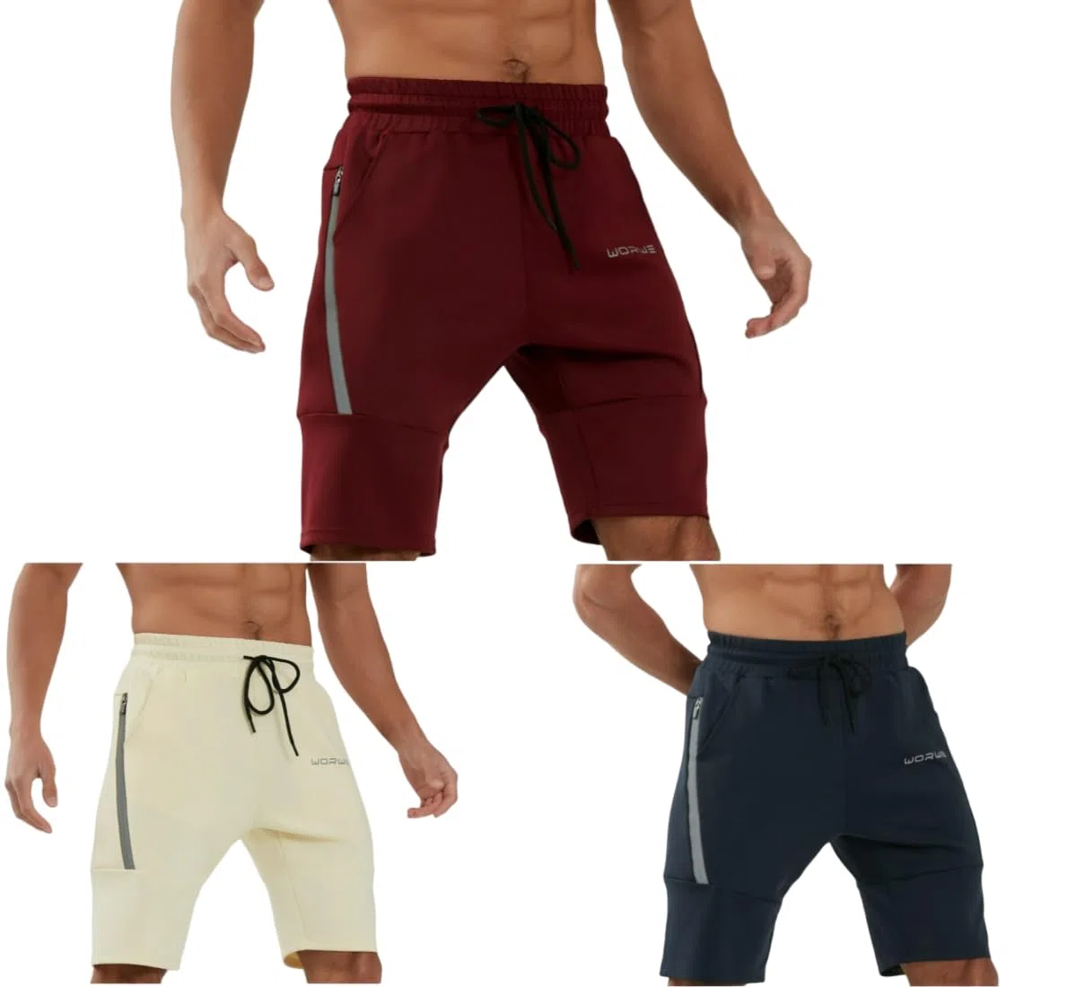Pantalones Cortos para Hombre de Entrenamiento con Bolsillos con Cremallera para Correr, Gimnasio, Yoga, Crossfit