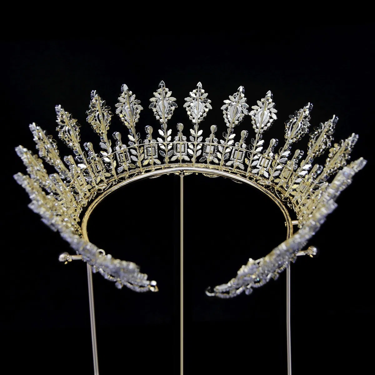 Tiaras redondas de lujo para boda, circonita cúbica, coronas de reina grande para mujer, corona grande, concurso, enormes accesorios para el cabello para novia