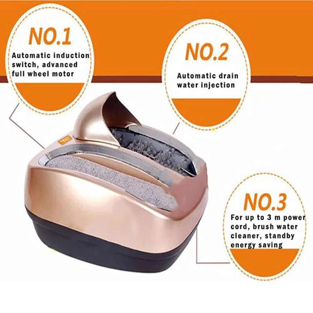 Rasador De Botas De Felpudo Al Aire Libre, Máquina De Limpieza con Suela Totalmente Automática, Limpiador De Agua Cubierto De Barro, Equipo De Limpieza De Zapatillas,Blanco