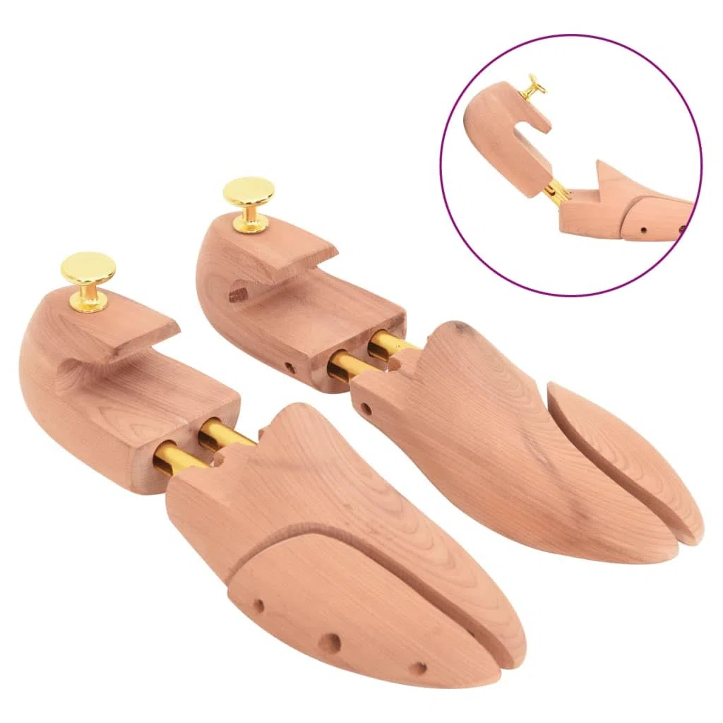 Horma de zapatos de madera maciza de cedro con calzador ajustable para la UE 38-39, dilatador de zapatos y moldeador de zapatos planos, cuida, ensancha, moldea y protege contra arrugas y