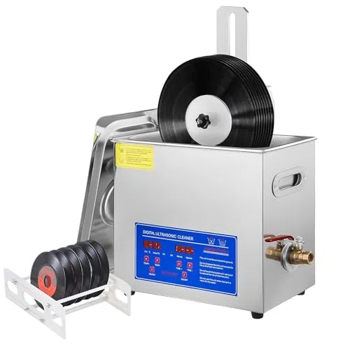 Limpiador ultrasónico de discos con sistema de rotación automática de doble cara y temporizador para restauración y mantenimiento profesional de vinilo