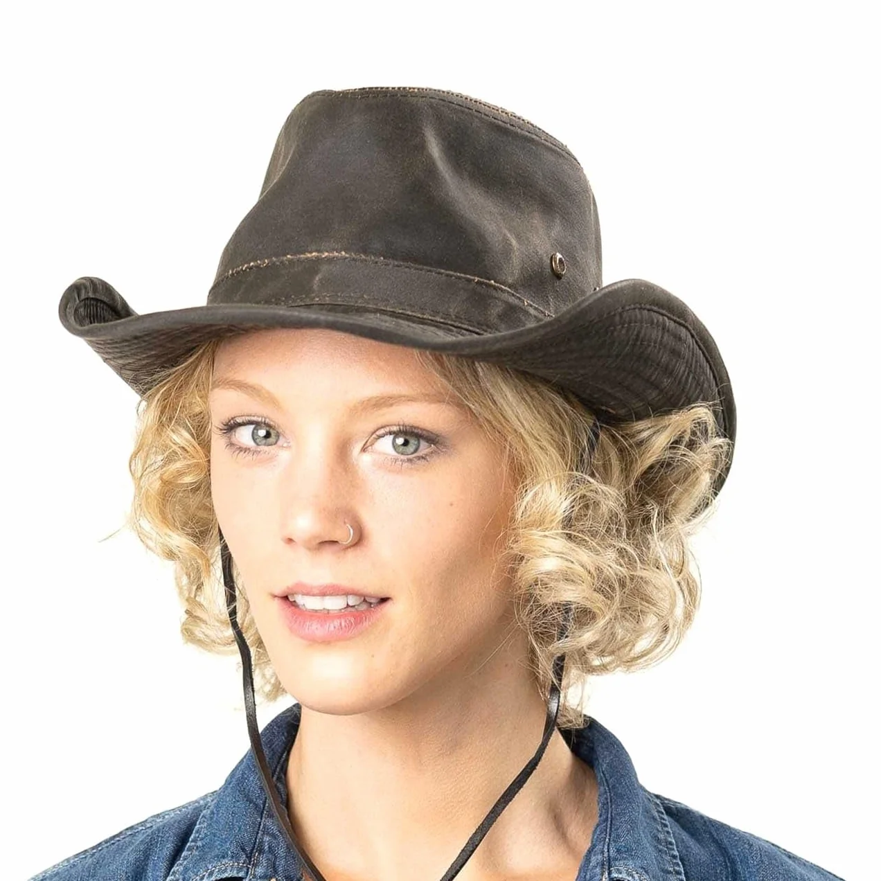 Stetson Sombrero Diaz Western Hat with Chin Strap and Moldable Brim Cowboy Hat UV Protection 40+ Cotton Fabric Washed Design Men Summer Winter