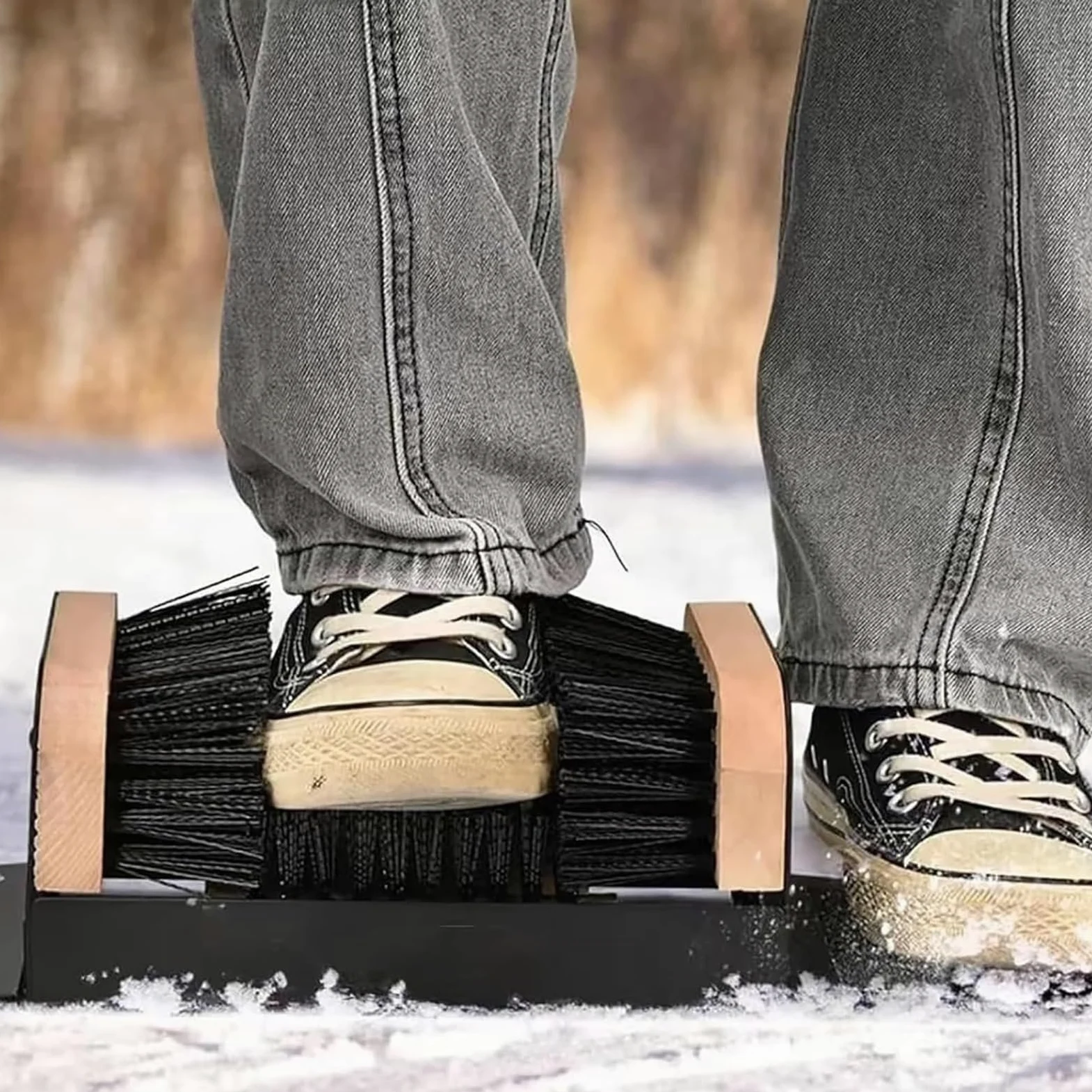 Limpiador de botas resistente con cepillos duros de 3 lados para eliminar el barro en entradas al aire libre