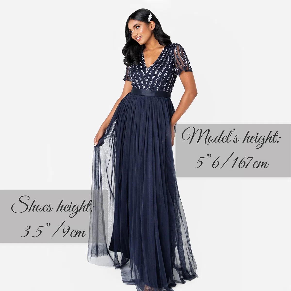 Maya Deluxe Women's Maxi Dress Ladies Bridesmaid V-Neck Ball Gown Short Sleeves Long Elegant Empire Waist Wedding
