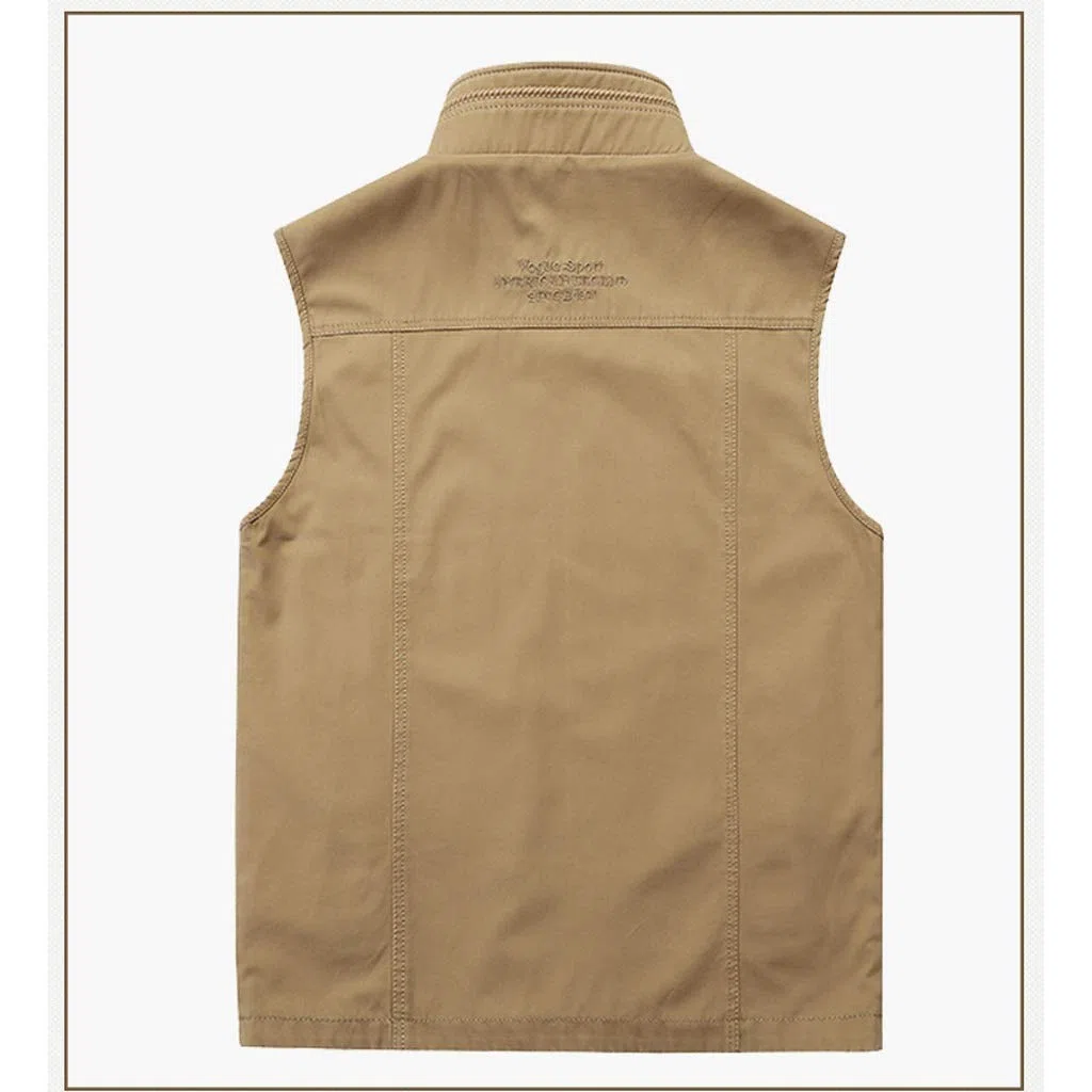 WDX- Chaleco for Herramientas Chaleco multibolsillo for Exteriores Chaleco de Pesca fotográfico Chaleco Delgado Se Puede Usar la Parte Delantera y Trasera Diseño de Cuello Vertical Transpirabilidad