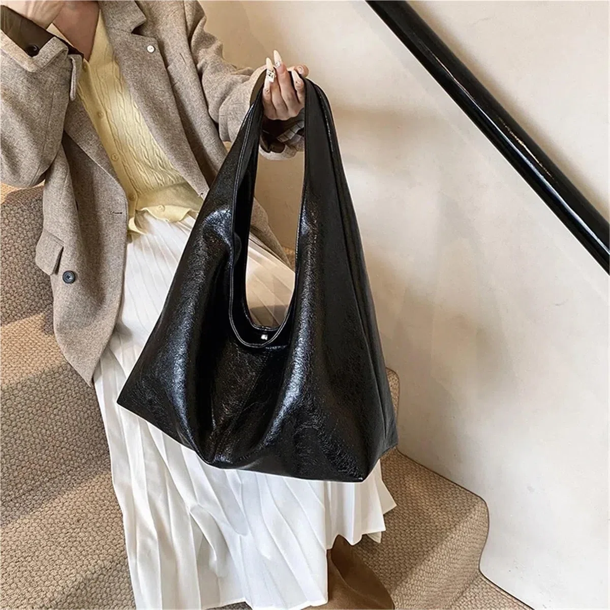 Bolsos grandes tipo hobo de piel sintética for mujer, bandolera, for el hombro, bolsos y carteras Para Viajes Compras Trabajo Citas