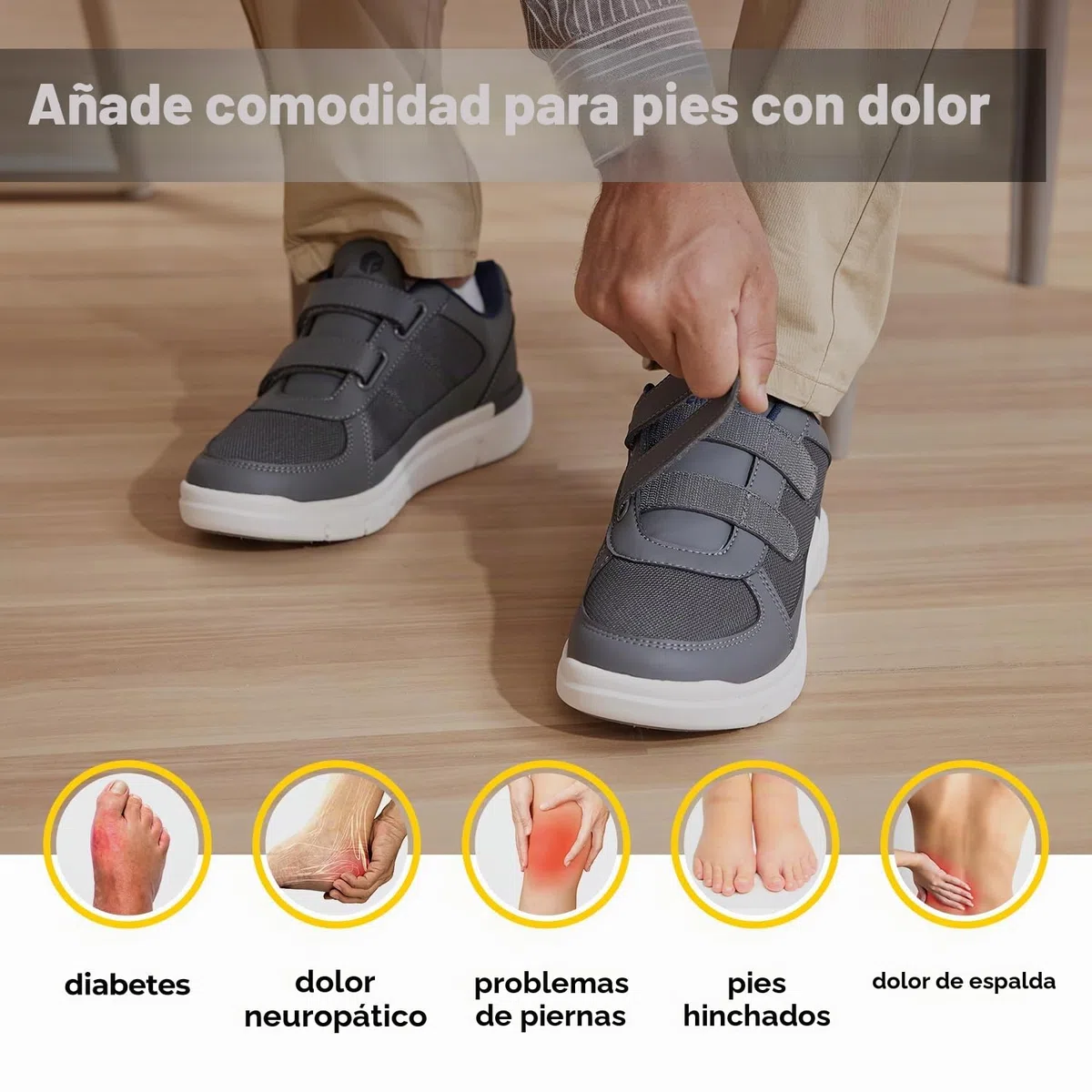 FitVille Zapatos para Hombre Zapatos Anchos Especiales para Pies Sensibles Cómodas Zapatillas Ajustables