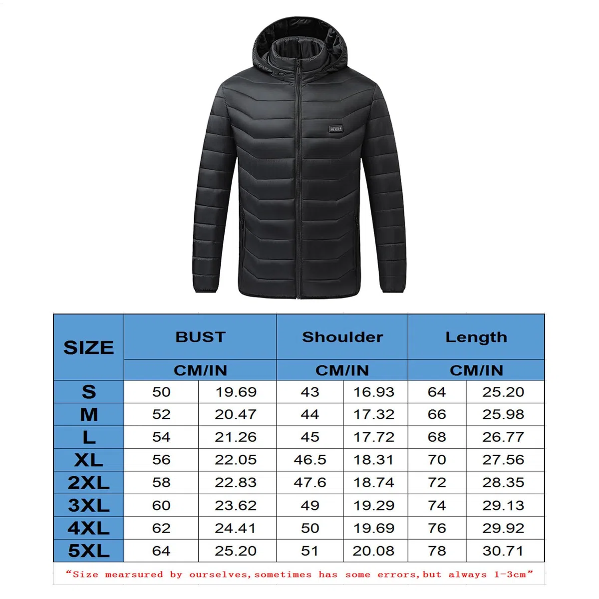 Chaqueta calefactable, abrigo térmico de invierno con carga USB, chaquetas cálidas | Chaqueta calentada USB de 3 velocidades Chaquetas de esquí para hombre para escalada, senderismo, camping