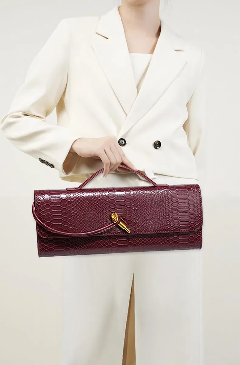 Beaguful Bolso de mano de piel para mujer, con estampado de cocodrilo, bolso de noche cruzado