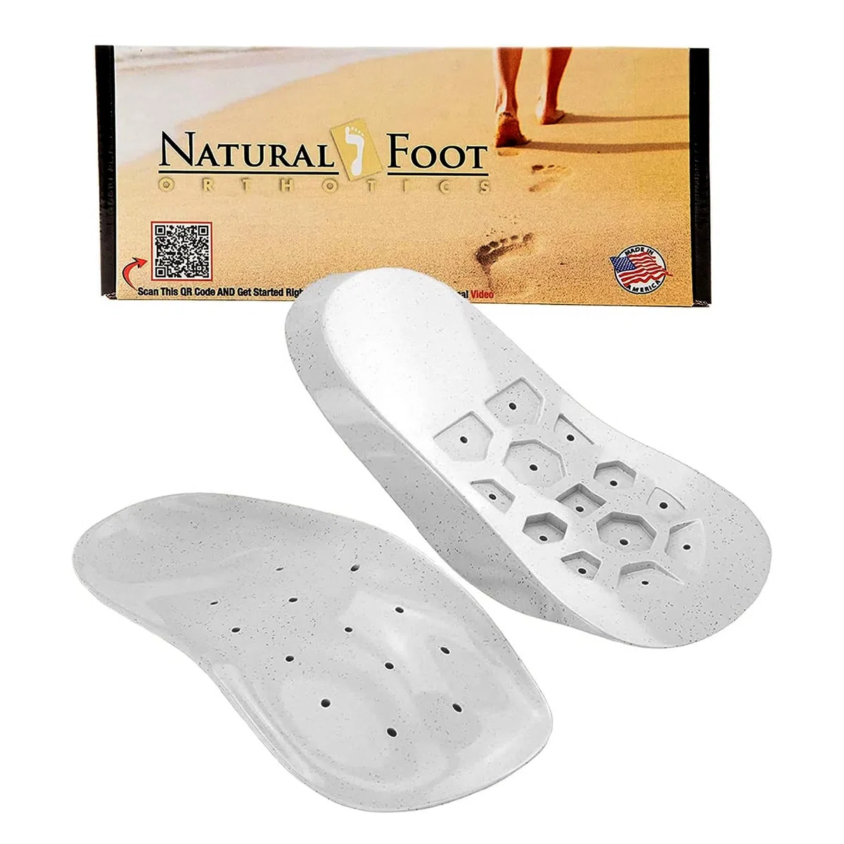 Natural Foot Orthotics. Podólogo diseñado para arcos de altura media. Recomendado para fascitis plantar, espolones en el talón, juanetes, neuromas y dedos en martillo. Plantillas de soporte de arco